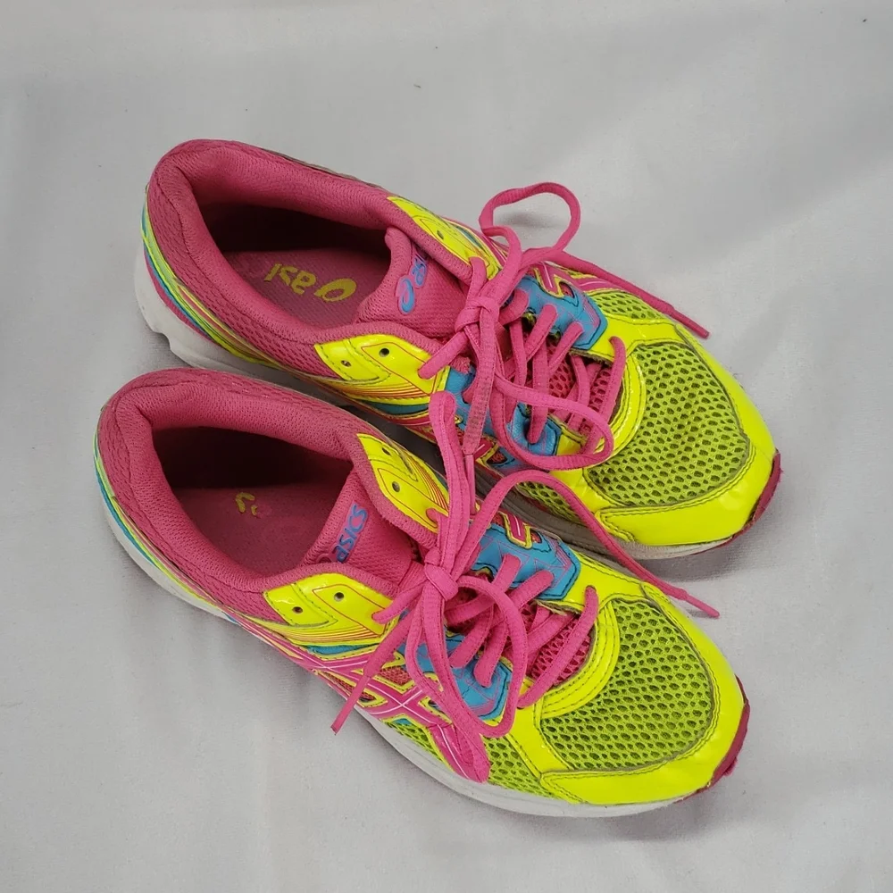 Asics gel contend 3 shoe. Pink Yellow Blue. Size 5.5 - Picture 2 of 6